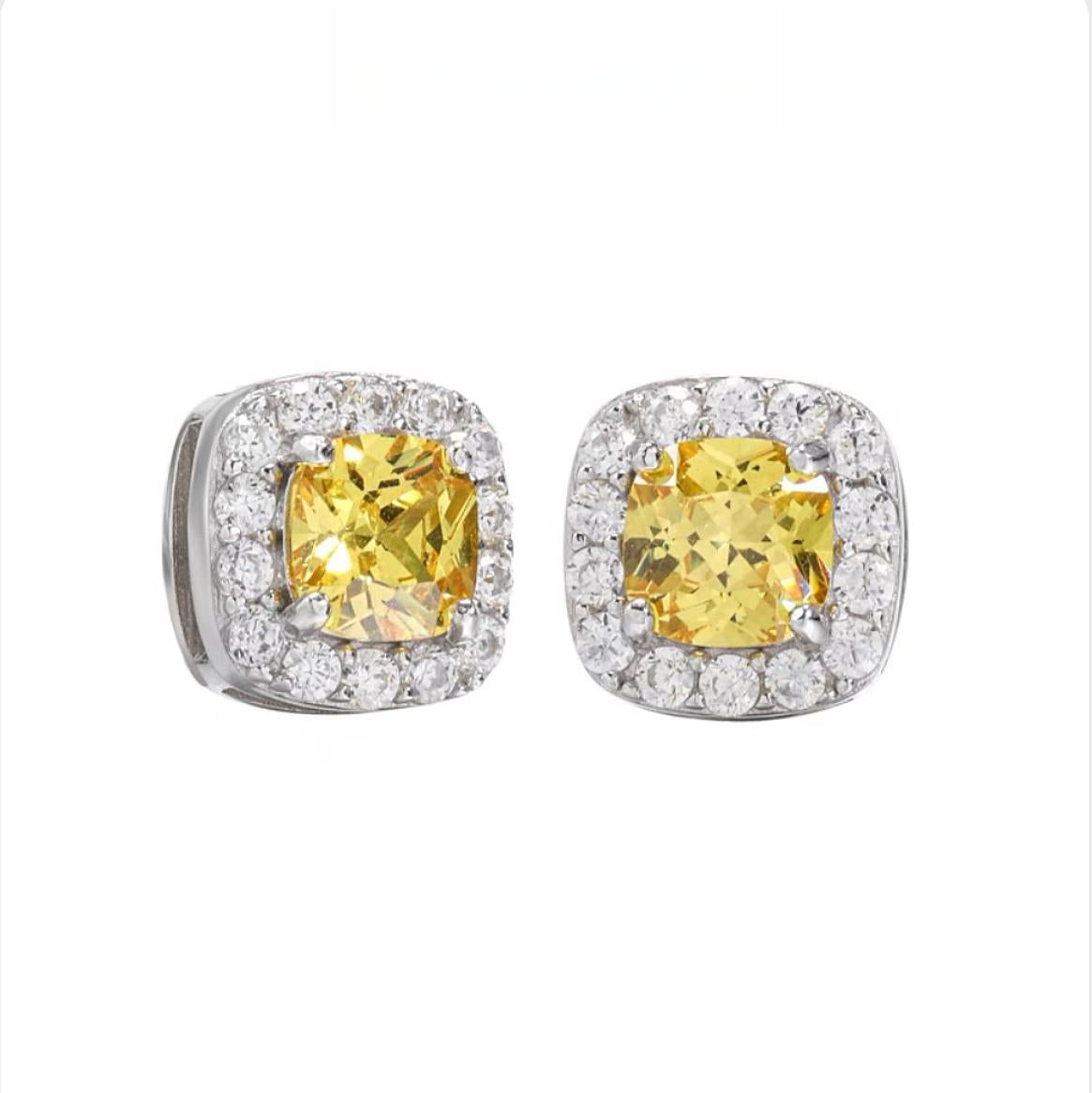 SQUARE ZIRCON STUD EARRING