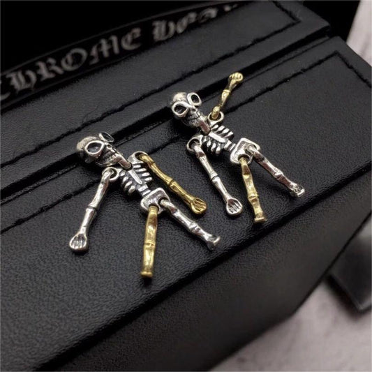 925 ROTATABLE SKULL EARRING