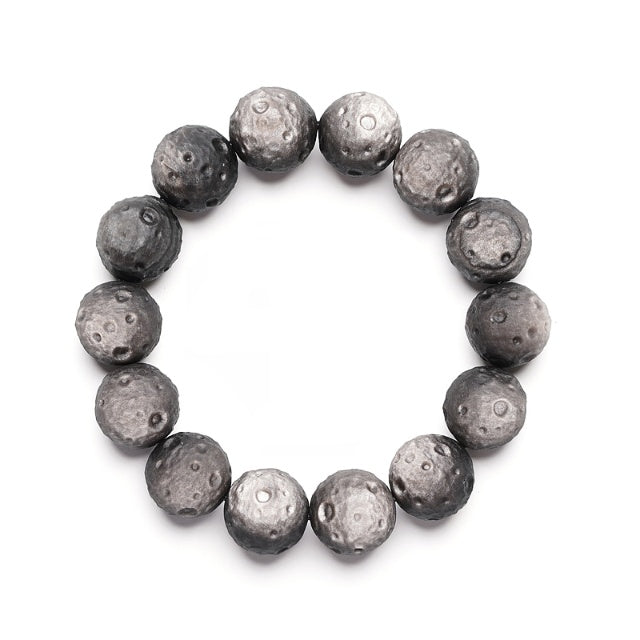 Silver Obsidian Moon Crater Bracelet