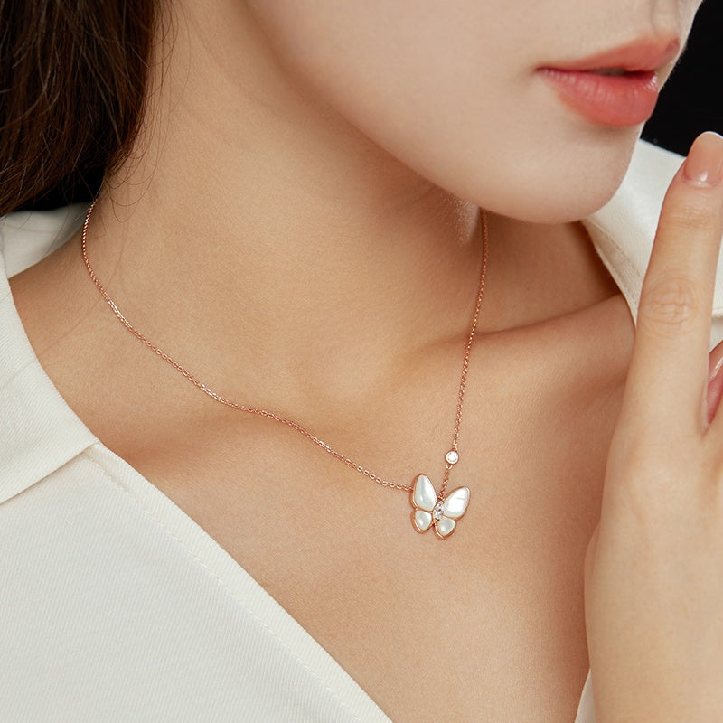 Butterfly Zircon Pendant Necklace