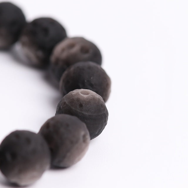 Silver Obsidian Moon Crater Bracelet