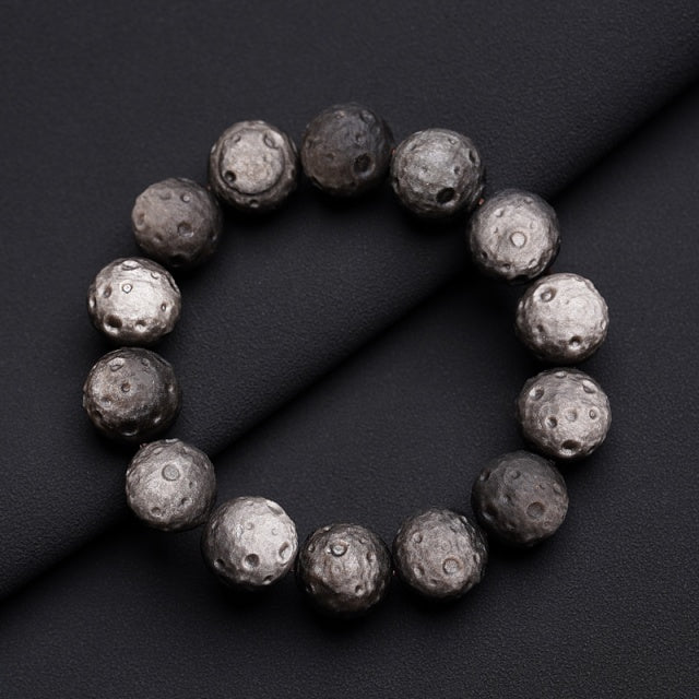 Silver Obsidian Moon Crater Bracelet