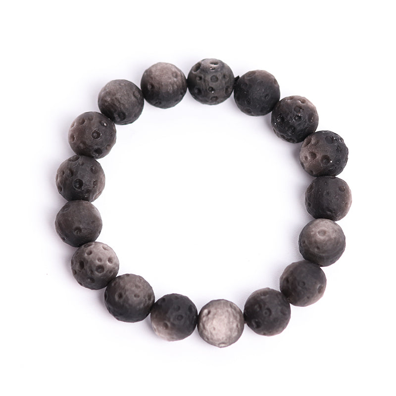 Silver Obsidian Moon Crater Bracelet